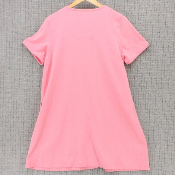 Stan Herman Terry Short Sleeve Zip Short Robe Womens Large L Pink Solid Full Zip - Picture 8 of 10